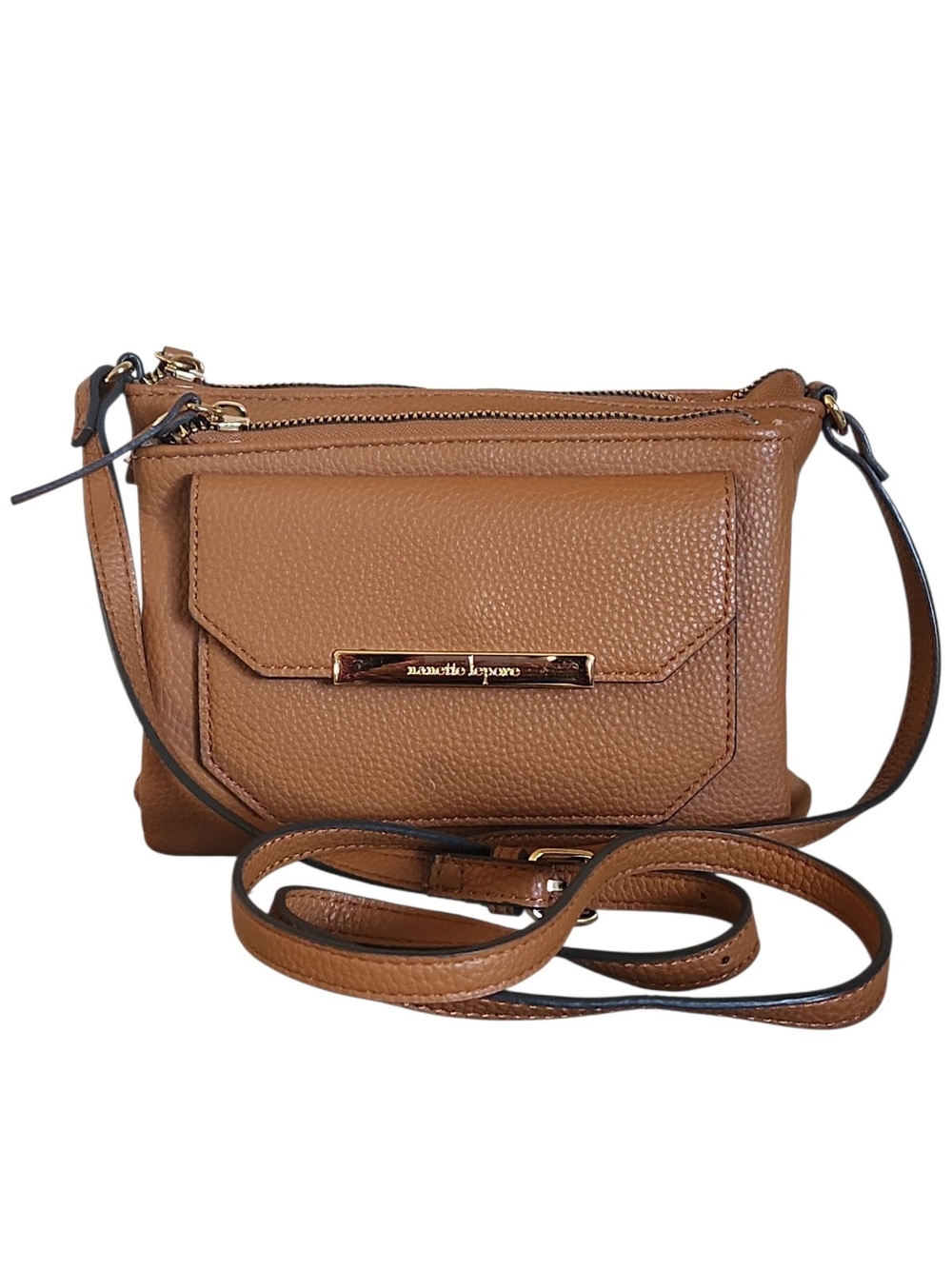 Nanette Lepore Brown Pebbled Leather Crossbody Bag